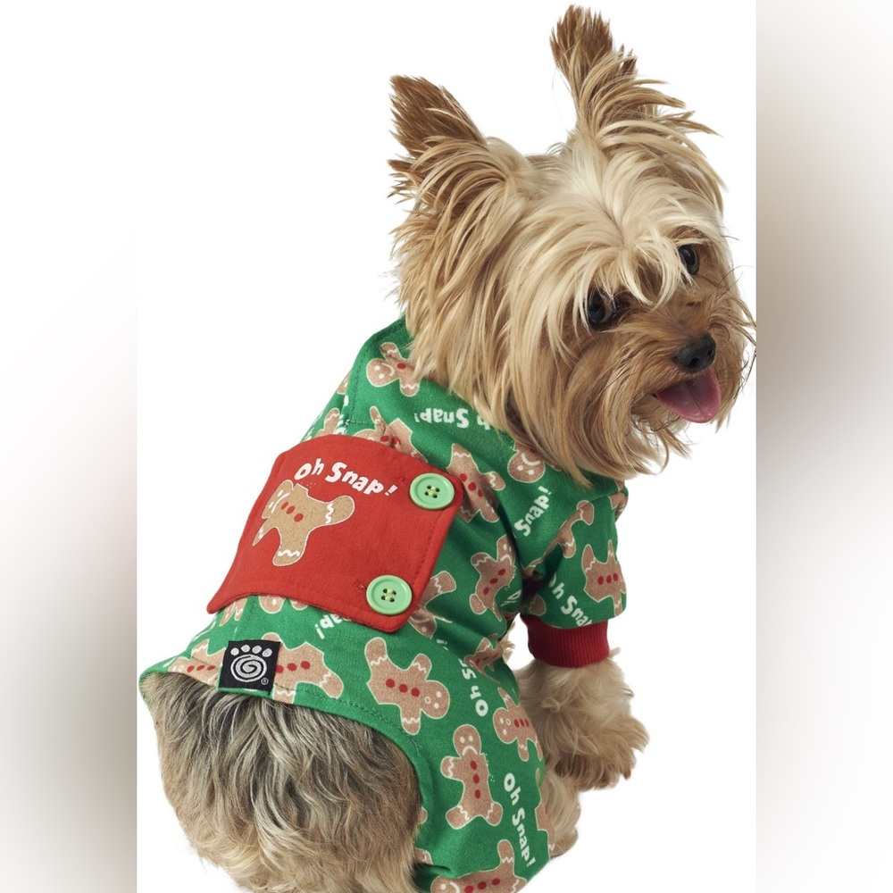 Oh Snap! Green Gingerbread Dog Christmas Outfit
